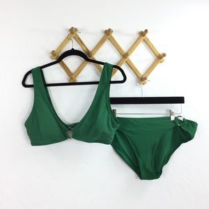 Aerie Green Wide Strap Bikini Top and Bottoms